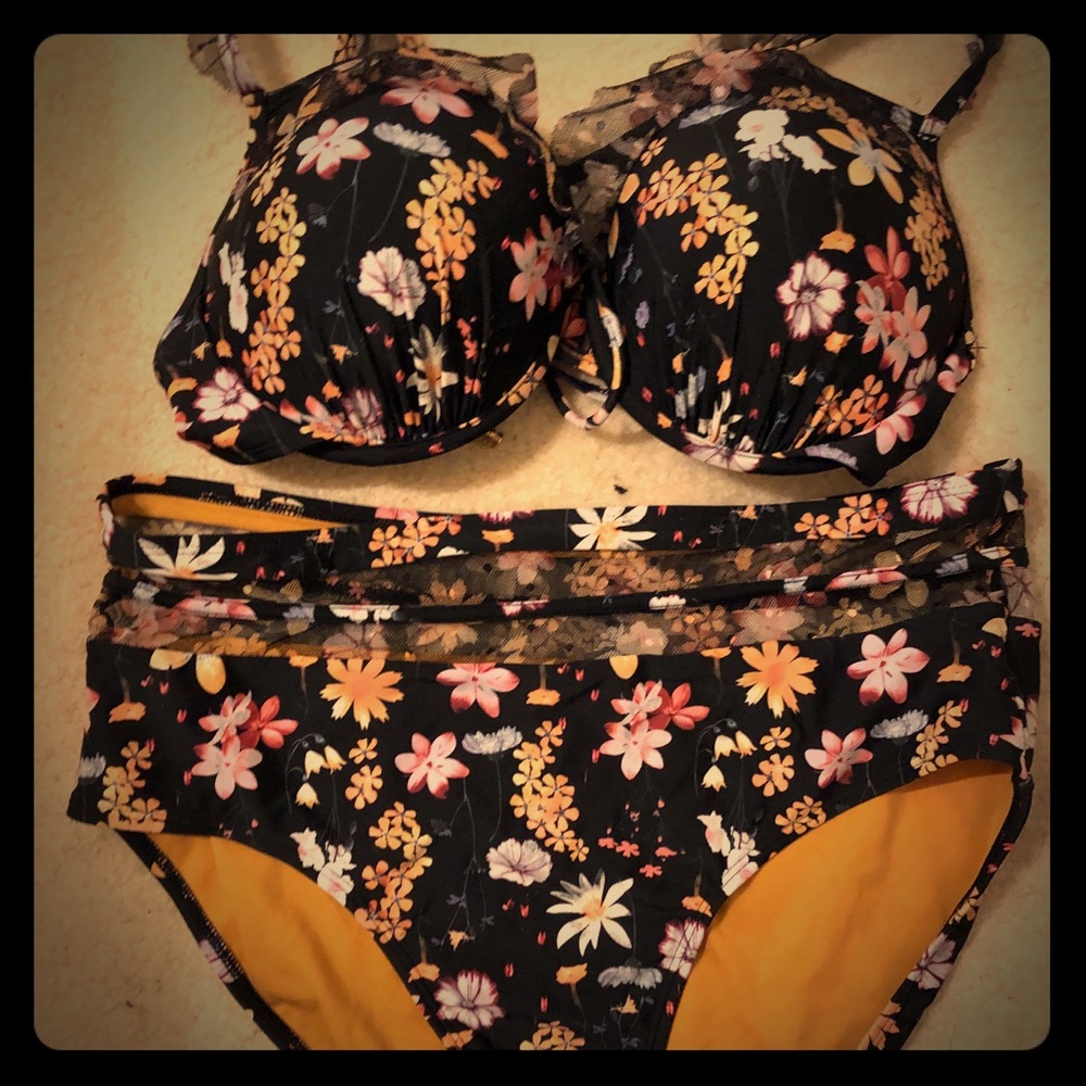 Floral high waist bikini set